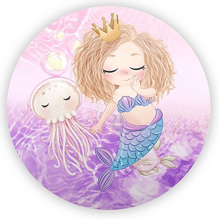 Capa Painel Redondo Sublimado - Fundo Do Mar