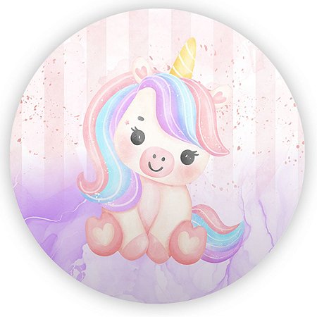 Capa Painel Redondo Sublimado - Unicornio