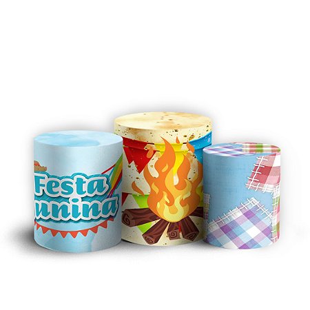 Capas Trio Cilindro Sublimado Vest Facil - Festa Junina