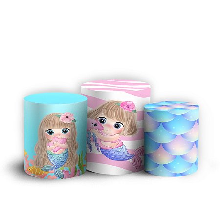 Capas Trio Cilindro Sublimado Vest Facil - Sereia