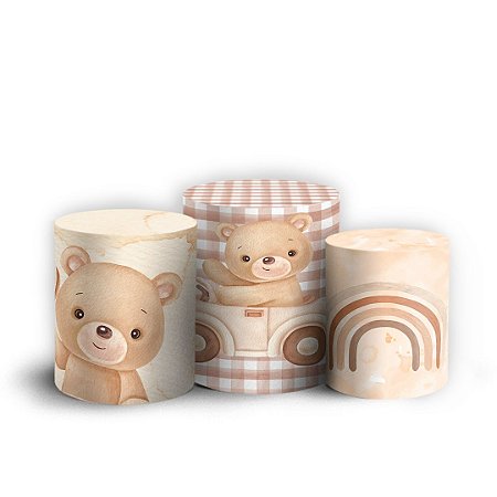 Capas Trio Cilindro Sublimado Vest Facil - Ursinho Marrom