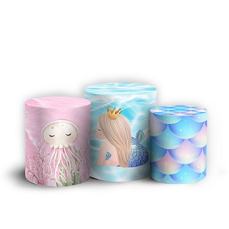 Capas Trio Cilindro Sublimado Vest Facil - Fundo Do Mar