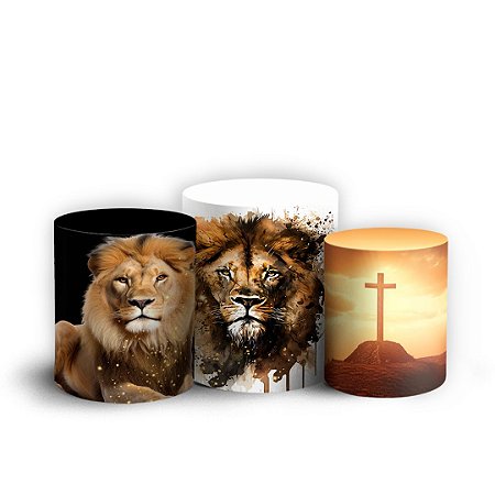 Capas Trio Cilindro Sublimado Vest Facil - Jesus Leao De Juda