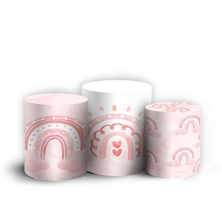 Capas Trio Cilindro Sublimado Vest Facil - Arco Iris Rosa