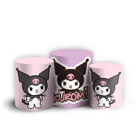 Capas Trio Cilindro Sublimado Vest Facil - Kuromi Rosa