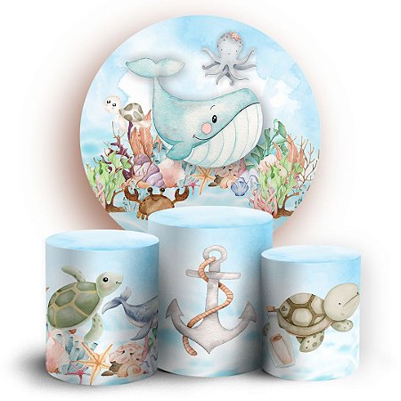 KIT Redondo e Trio - Fundo Do Mar - Sublimado 3D