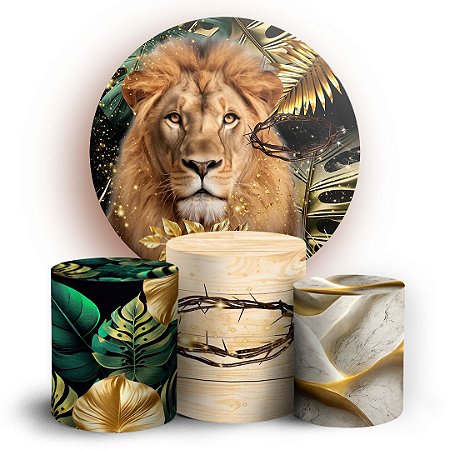 Capas Painel Redondo e Trio Cilindro Sublimado - Jesus Leao De Juda