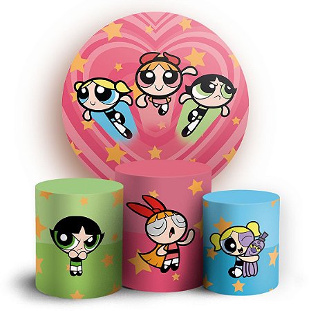 Capas Painel Redondo e Trio Cilindro Sublimado - As Meninas Super Poderosas