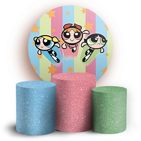 Capas Painel Redondo e Trio Cilindro Sublimado - As Meninas Super Poderosas