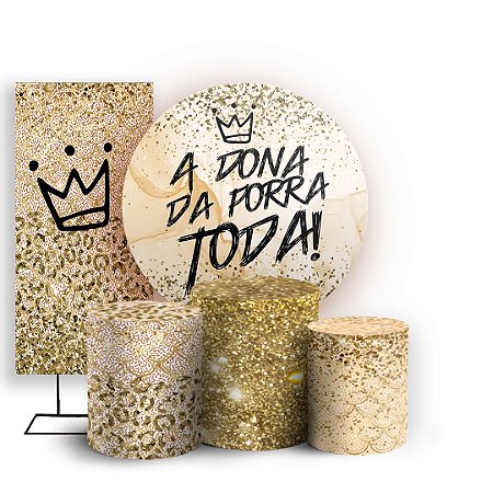 Capas Painel Redondo Trio Cilindro e Faixa Lateral Sublimado - Dona Da Porra Toda