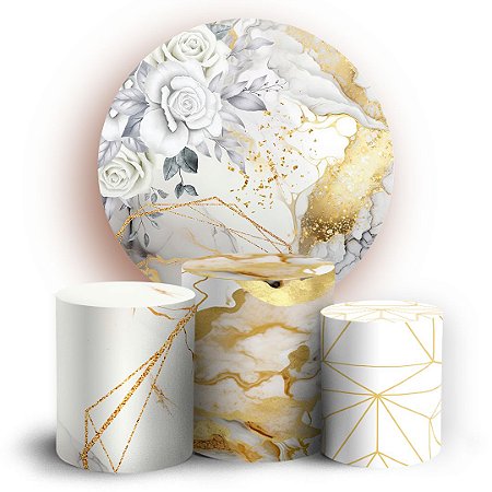 Capas Painel Redondo e Trio Cilindro Sublimado - Floral