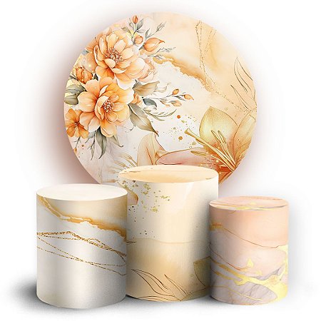 Capas Painel Redondo e Trio Cilindro Sublimado - Floral