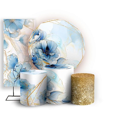 Capas Painel Redondo Trio Cilindro e Faixa Lateral Sublimado - Floral