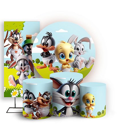 Capas Painel Redondo Trio Cilindro e Faixa Lateral Sublimado - Looney Tunes