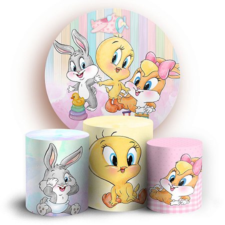 Capas Painel Redondo e Trio Cilindro Sublimado - Looney Tunes