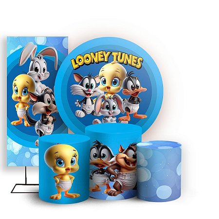 Capas Painel Redondo Trio Cilindro e Faixa Lateral Sublimado - Looney Tunes