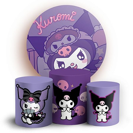 Capas Painel Redondo e Trio Cilindro Sublimado - Kuromi Lilas