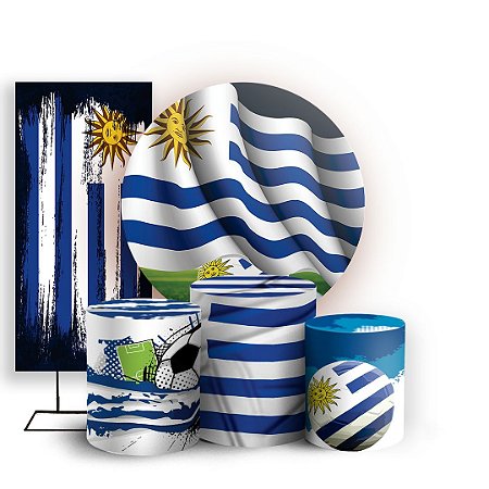 Capas Painel Redondo Trio Cilindro e Faixa Lateral Sublimado - Uruguai Futebol