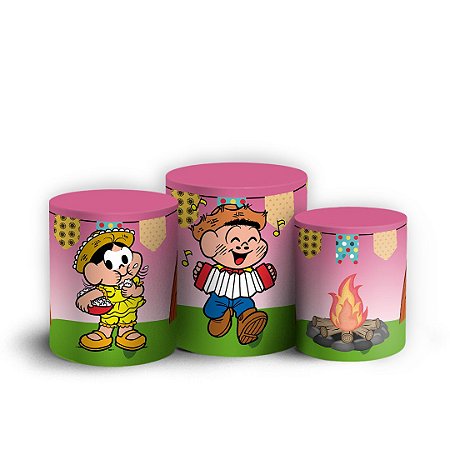 Capas Trio Cilindro Sublimado Vest Facil - Festa Junina Turma da Monica