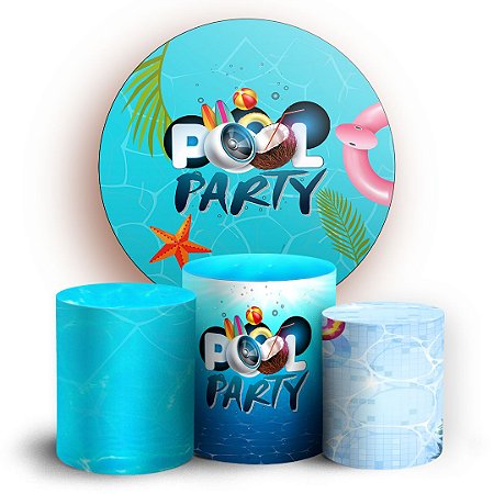 Capas Painel Redondo e Trio Cilindro Sublimado - Pool Party