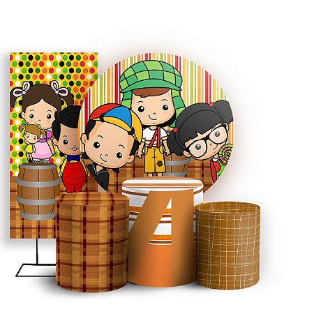 Capas Painel Redondo Trio Cilindro e Faixa Lateral Sublimado - Chaves Baby