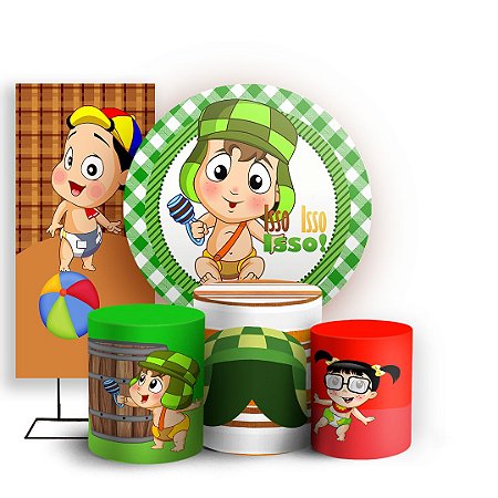 Capas Painel Redondo Trio Cilindro e Faixa Lateral Sublimado - Chaves Baby