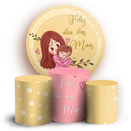 Capas Painel Redondo e Trio Cilindro Sublimado - Dia dos Maes
