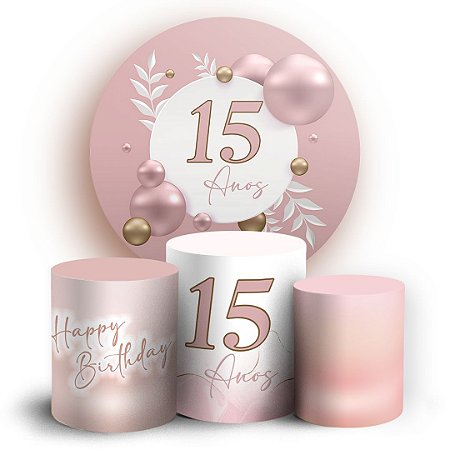 Capas Painel Redondo e Trio Cilindro Sublimado - 15 anos