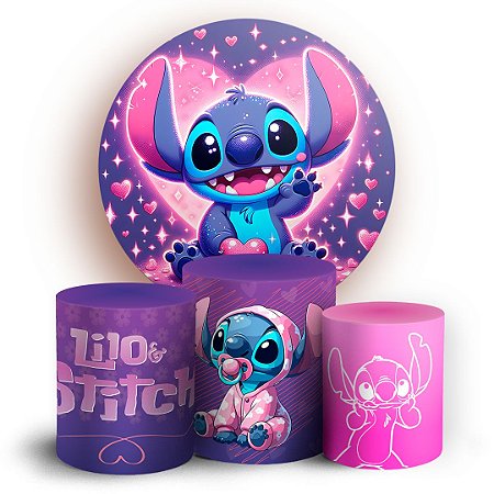 Capas Painel Redondo e Trio Cilindro Sublimado - Lilo e Stitch