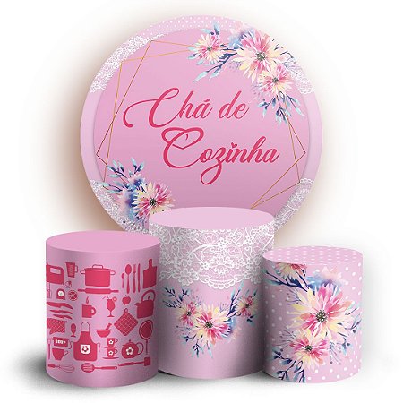 Capas Painel Redondo e Trio Cilindro Sublimado - Cha de Cozinha
