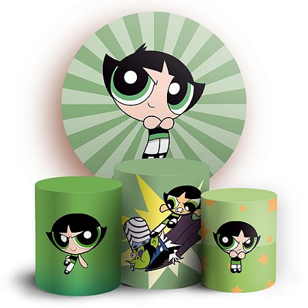 Capas Painel Redondo e Trio Cilindro Sublimado - Docinho As Meninas Super Poderosas