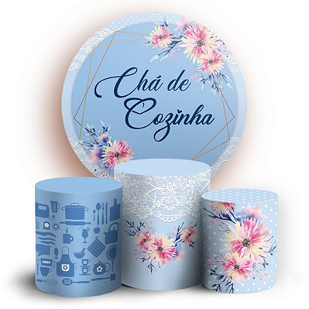 Capas Painel Redondo e Trio Cilindro Sublimado - Cha de Cozinha