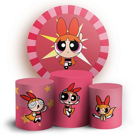 Capas Painel Redondo e Trio Cilindro Sublimado - Florzinha As Meninas Super Poderosas