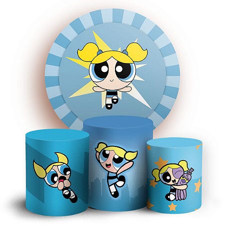 Capas Painel Redondo e Trio Cilindro Sublimado - Lindinha As Meninas Super Poderosas