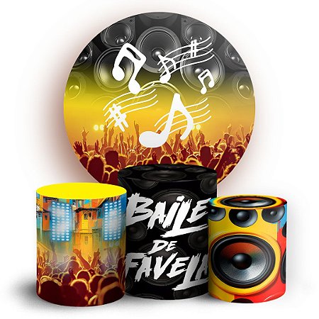 Capas Painel Redondo e Trio Cilindro Sublimado - Baile Funk