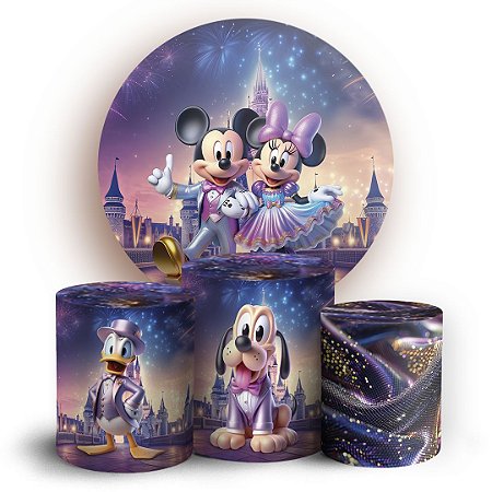 Capas Painel Redondo e Trio Cilindro Sublimado - Mickey Reinado