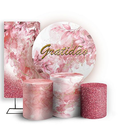 Capas Painel Redondo Trio Cilindro e Faixa Lateral Sublimado - Gratidão