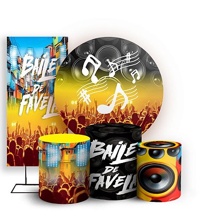 Capas Painel Redondo Trio Cilindro e Faixa Lateral Sublimado - Baile Funk