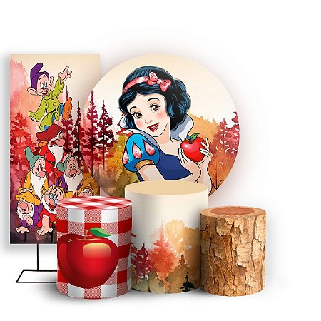 Capas Painel Redondo Trio Cilindro e Faixa Lateral Sublimado - Branca De Neve