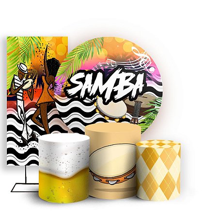 Capas Painel Redondo Trio Cilindro e Faixa Lateral Sublimado - Samba