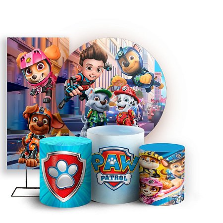 Capas Painel Redondo Trio Cilindro e Faixa Lateral Sublimado - Patrulha Canina