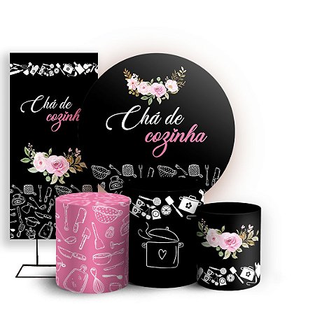 Capas Painel Redondo Trio Cilindro e Faixa Lateral Sublimado - Cha de Cozinha