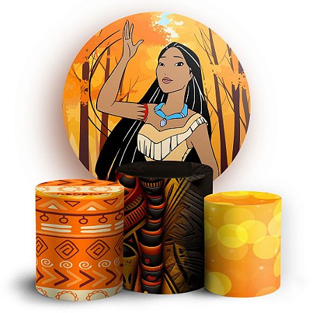 Capas Painel Redondo e Trio Cilindro Sublimado - Pocahontas