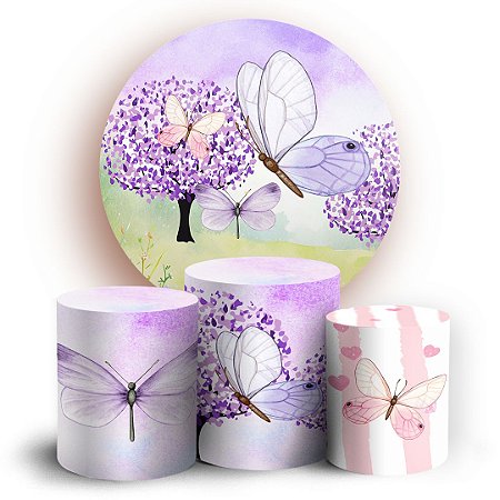 Capas Painel Redondo e Trio Cilindro Sublimado - Jardim