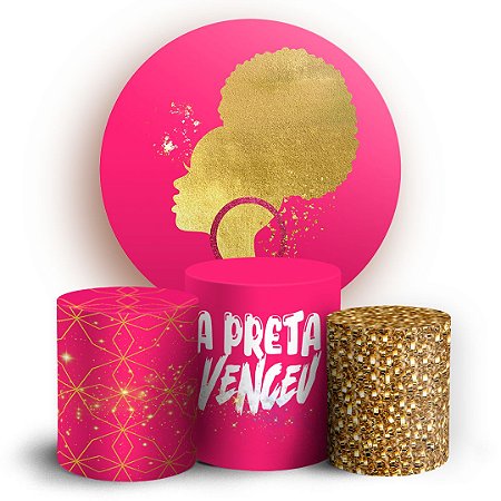 Capas Painel Redondo e Trio Cilindro Sublimado - A Preta Venceu