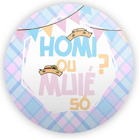 Capa Painel Redondo Sublimado - Cha Revelacao Festa Junina