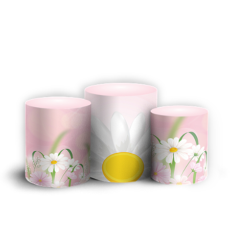 Capas Trio Cilindro Sublimado Vest Facil - Flor Margarida