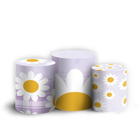 Capas Trio Cilindro Sublimado Vest Facil - Flor Margarida