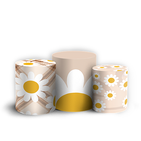 Capas Trio Cilindro Sublimado Vest Facil - Flor Margarida