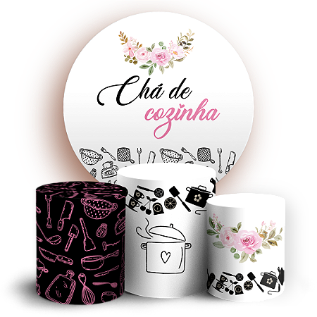 Capas Painel Redondo e Trio Cilindro Sublimado - Cha de Cozinha
